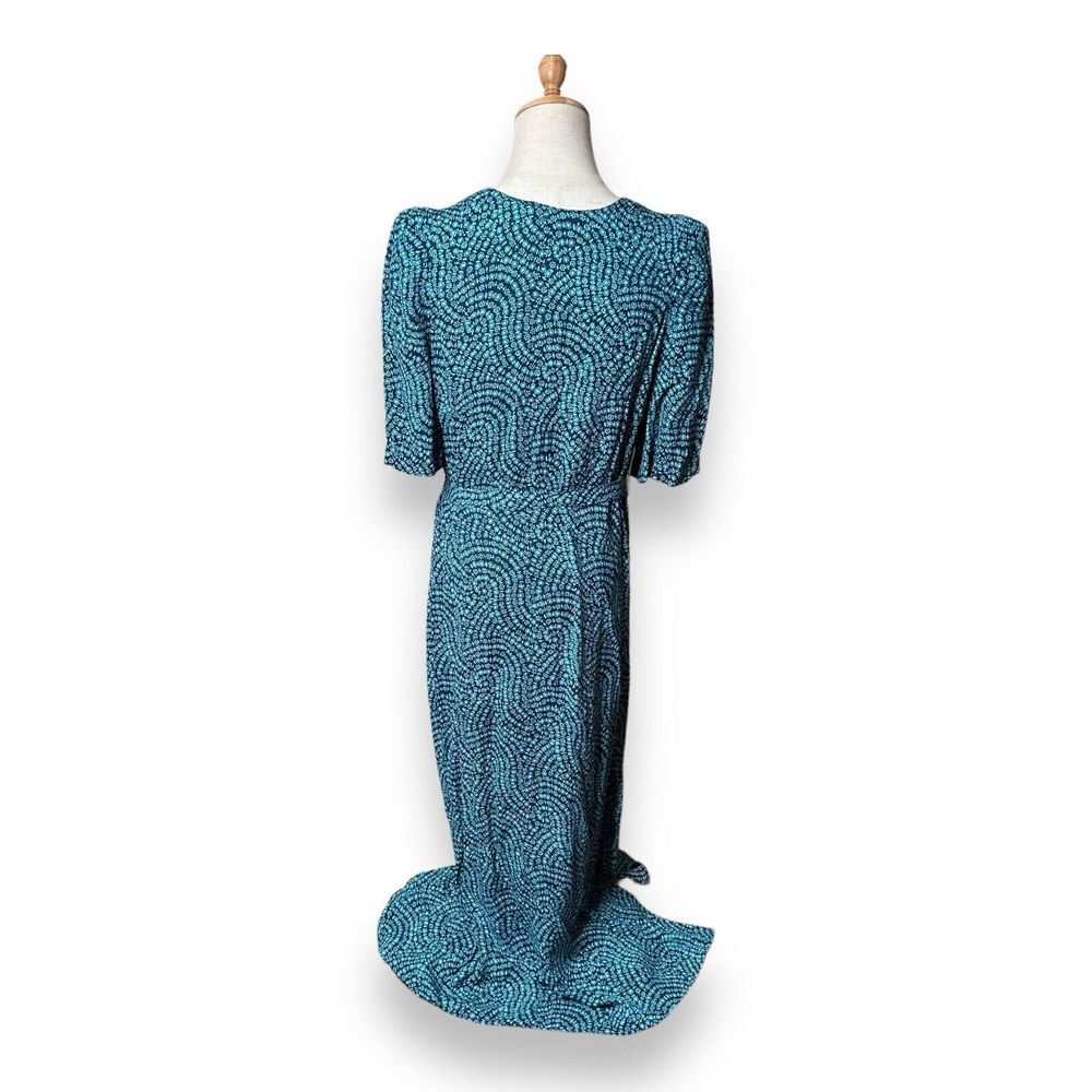 Whistles Blue Daisy Waves Cut Out Back Midi Dress Floral Print Size 10